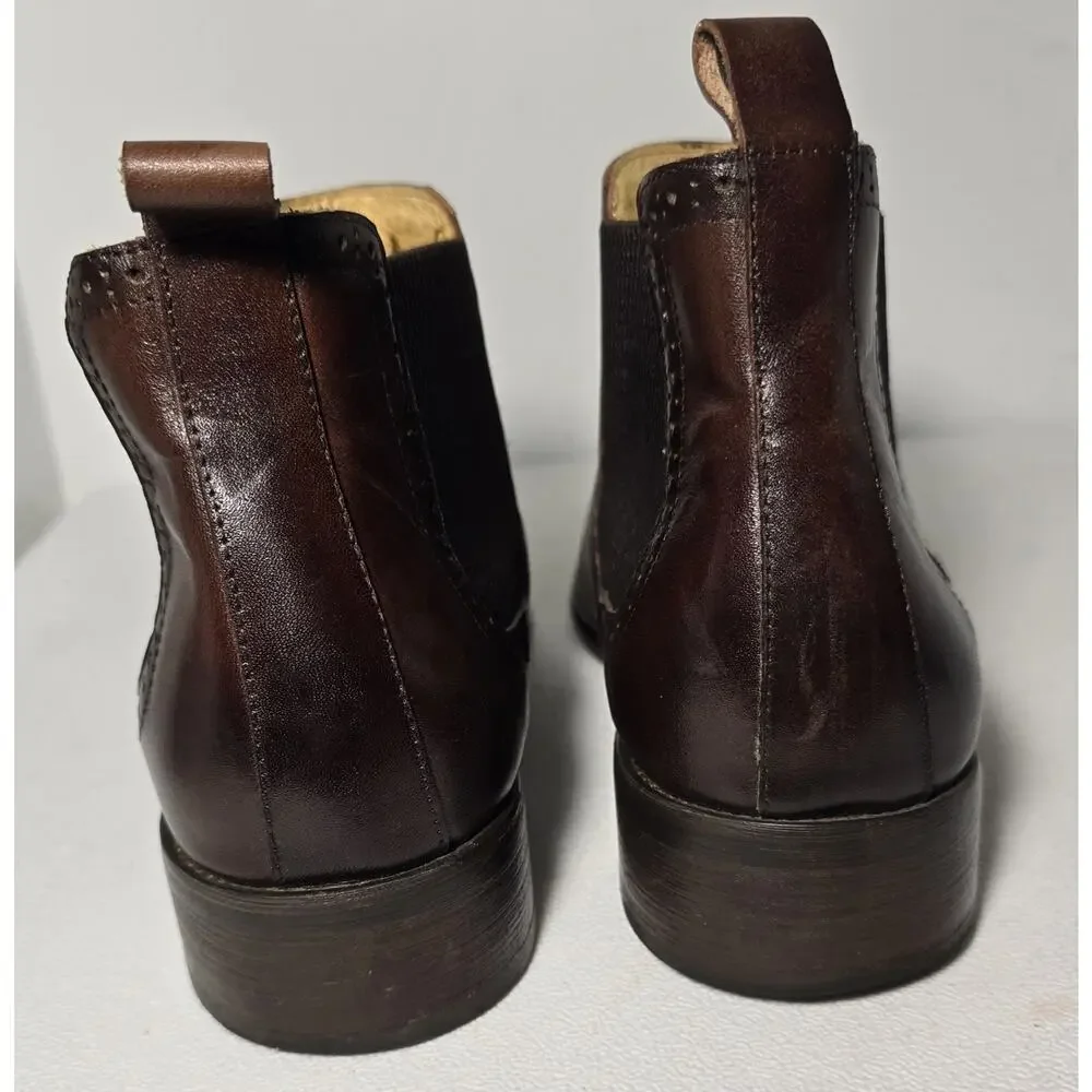Maison Forte Chestnut Leather Chukka Style Boots Side Elastic Gore Size 9